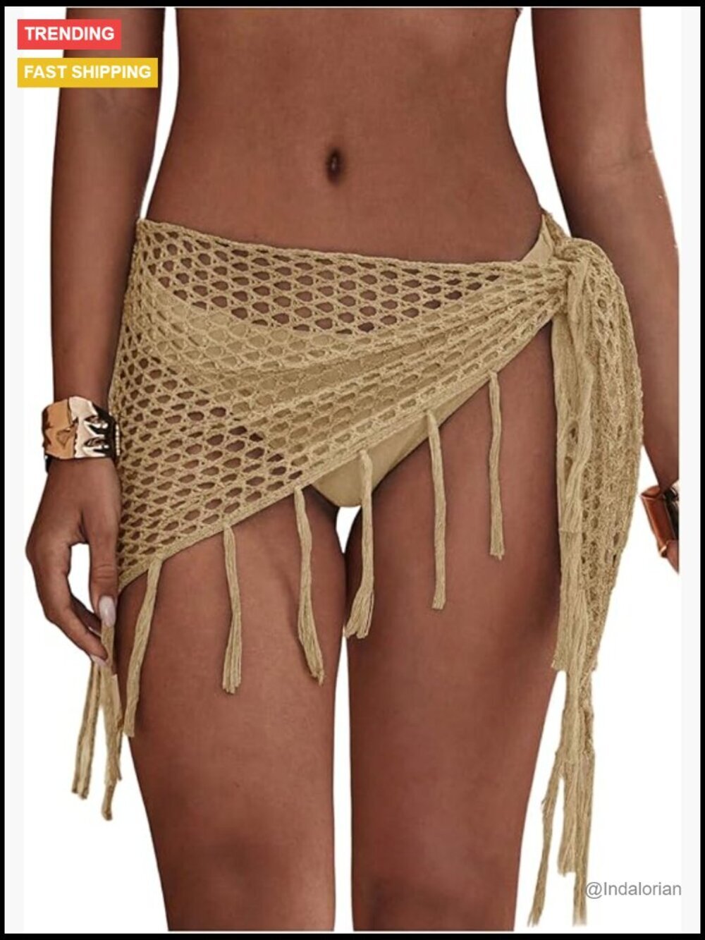 Hollow Out Crochet Fringe Trim Beach Cover Up Wrap Skirt